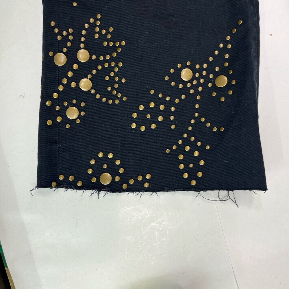 Anthropologie Pilcro Black Cropped Jeans Size 31 The Icon Raw Hem Bronze Studded - Picture 11 of 16